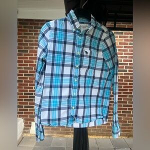 Abercrombie & Fitch Men’s Blue Plaid Button-Down Shirt